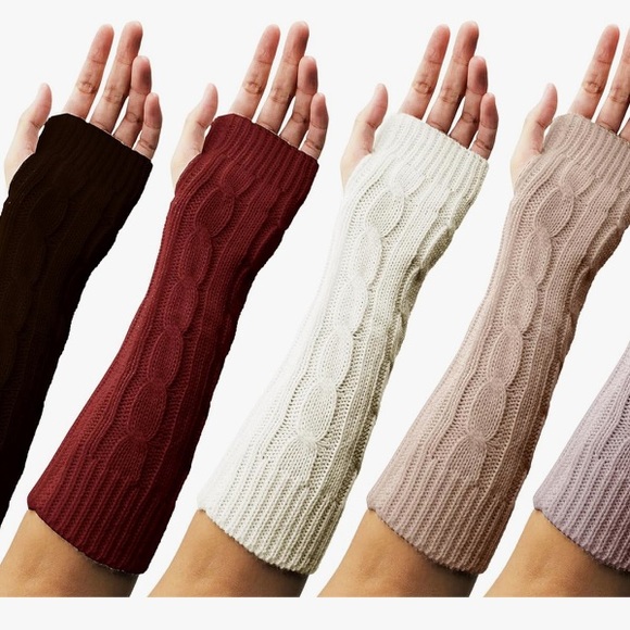 Open Finger Cable Knit Warm Winter Sleeve - Picture 2 of 4